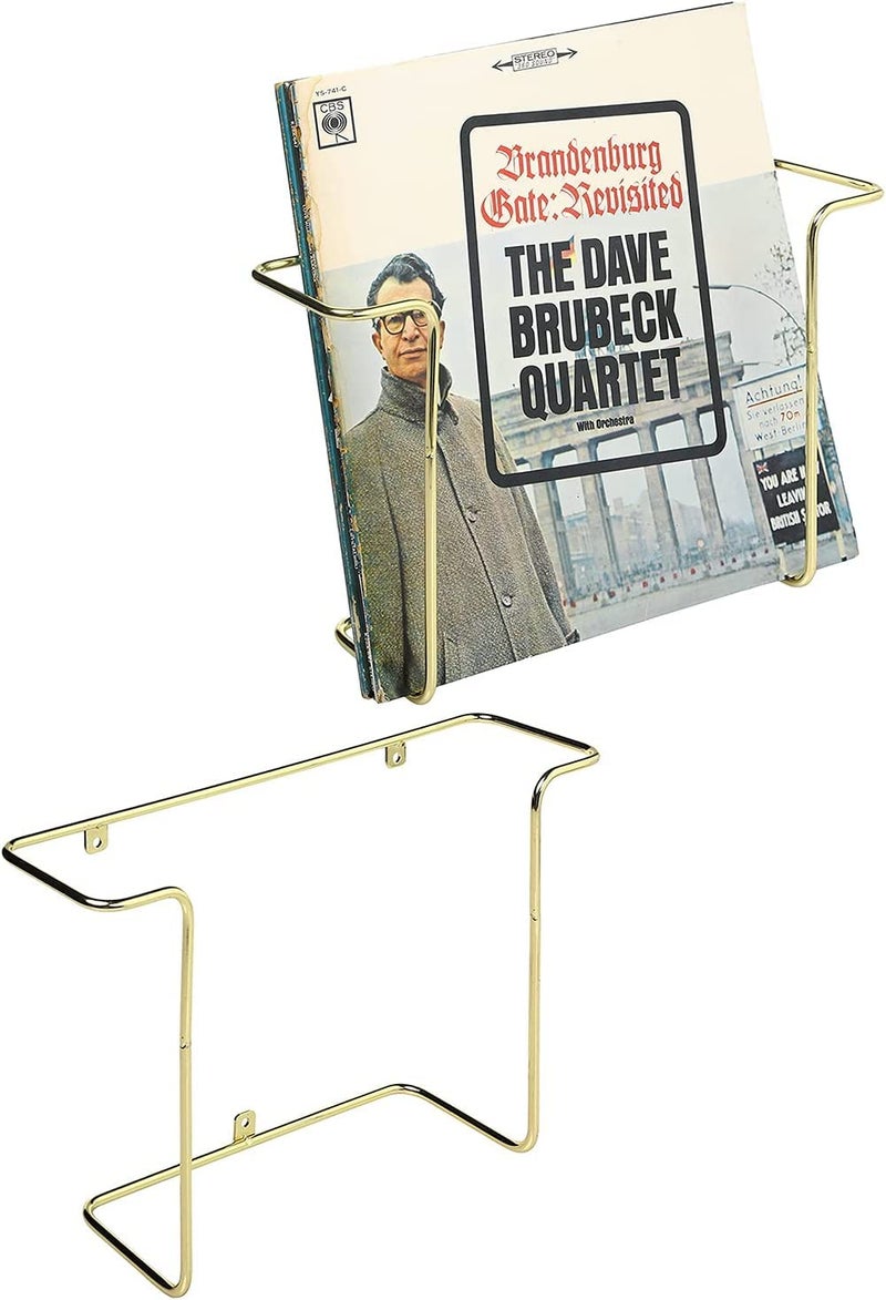 INDIAN DECOR 25014 Modern Chrome Plated Metal Wire Wall Mounted Vinyl LP Record Storage Holder Album Display Rack Set of 2  - Image 1