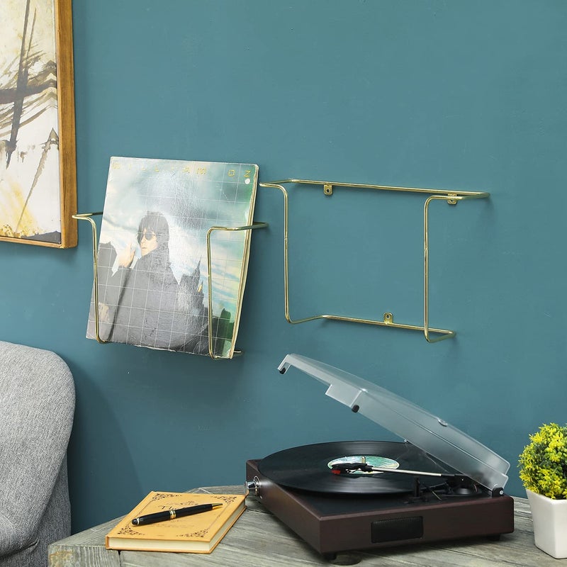 INDIAN DECOR 25014 Modern Chrome Plated Metal Wire Wall Mounted Vinyl LP Record Storage Holder Album Display Rack Set of 2  - Image 4