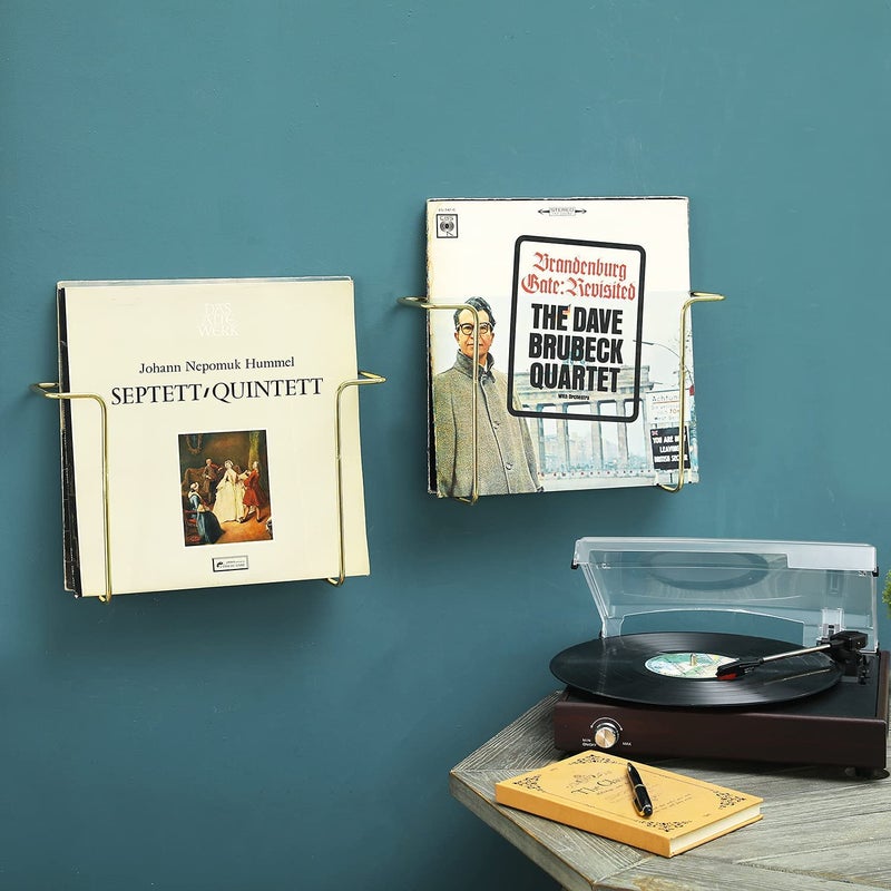 INDIAN DECOR 25014 Modern Chrome Plated Metal Wire Wall Mounted Vinyl LP Record Storage Holder Album Display Rack Set of 2  - Image 3