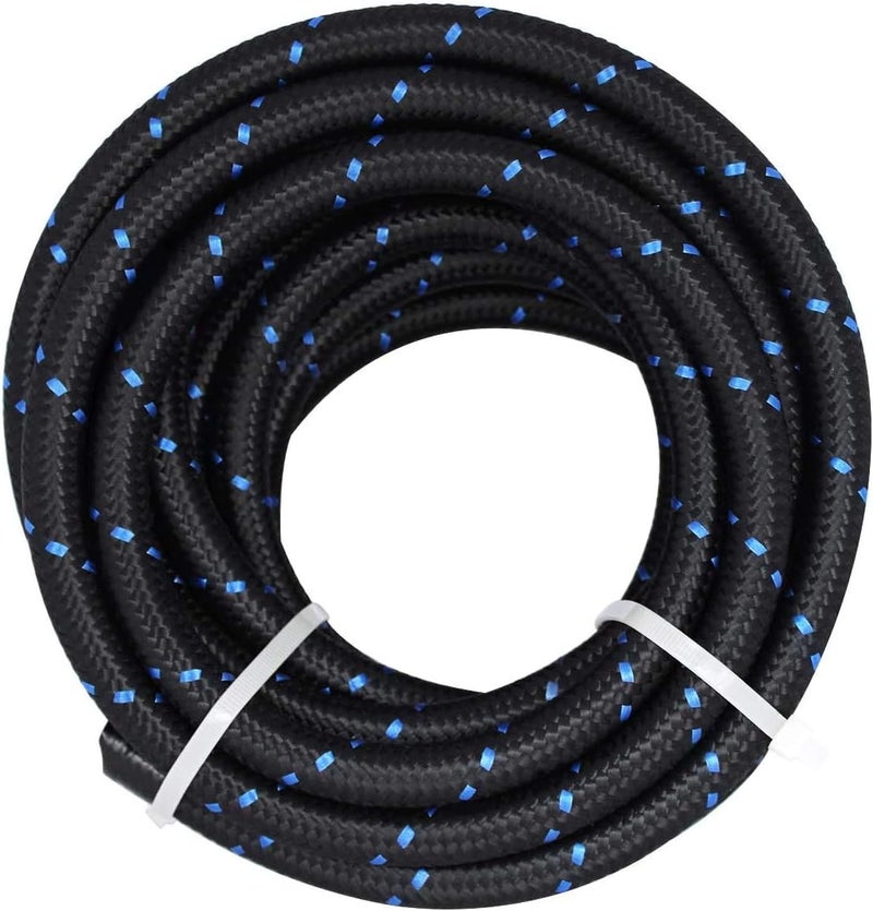 Partschoice 20 Feet -6AN AN6 3/8" Fuel Line Hose Braided Stainless Steel Oil Gas Fuel Hose Line, Black & Blue - Image 2