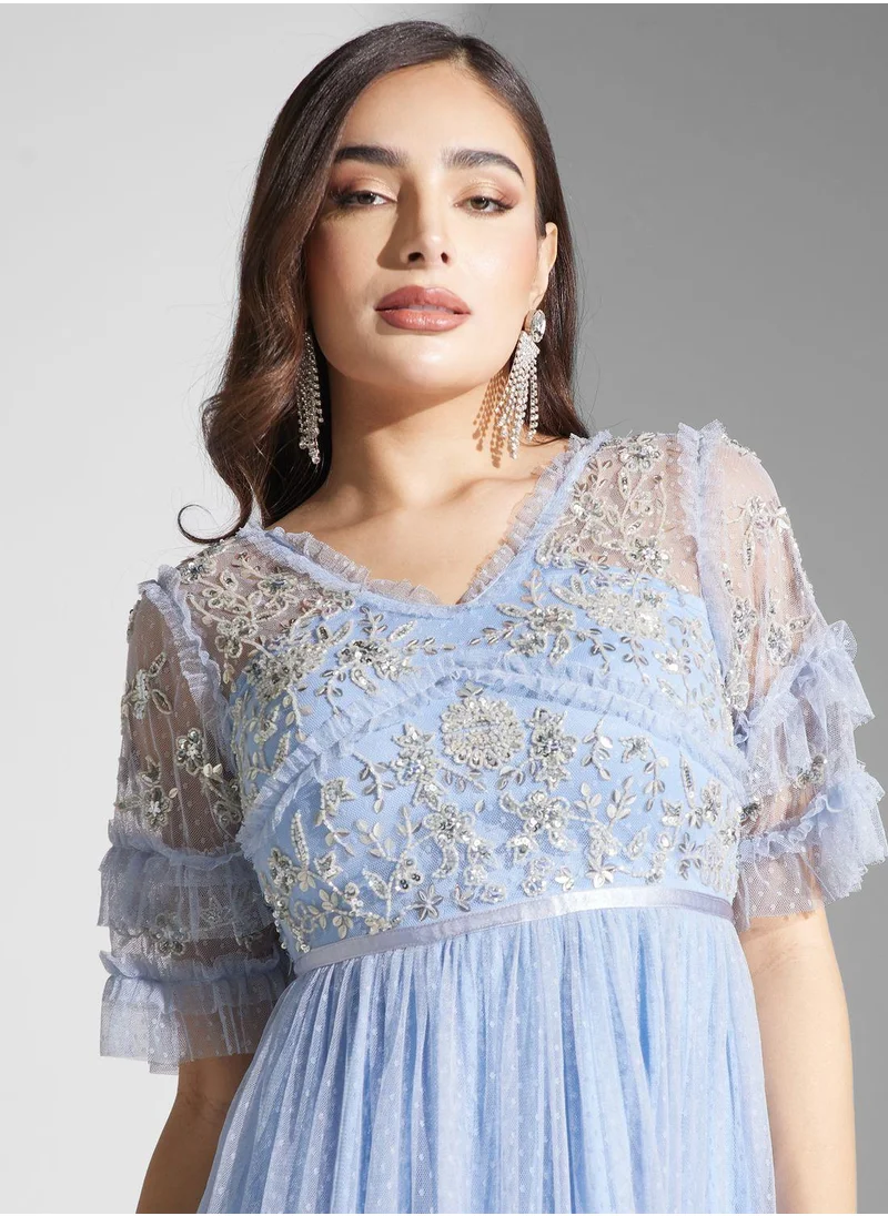 SINOIR Embellished Tiered Dress