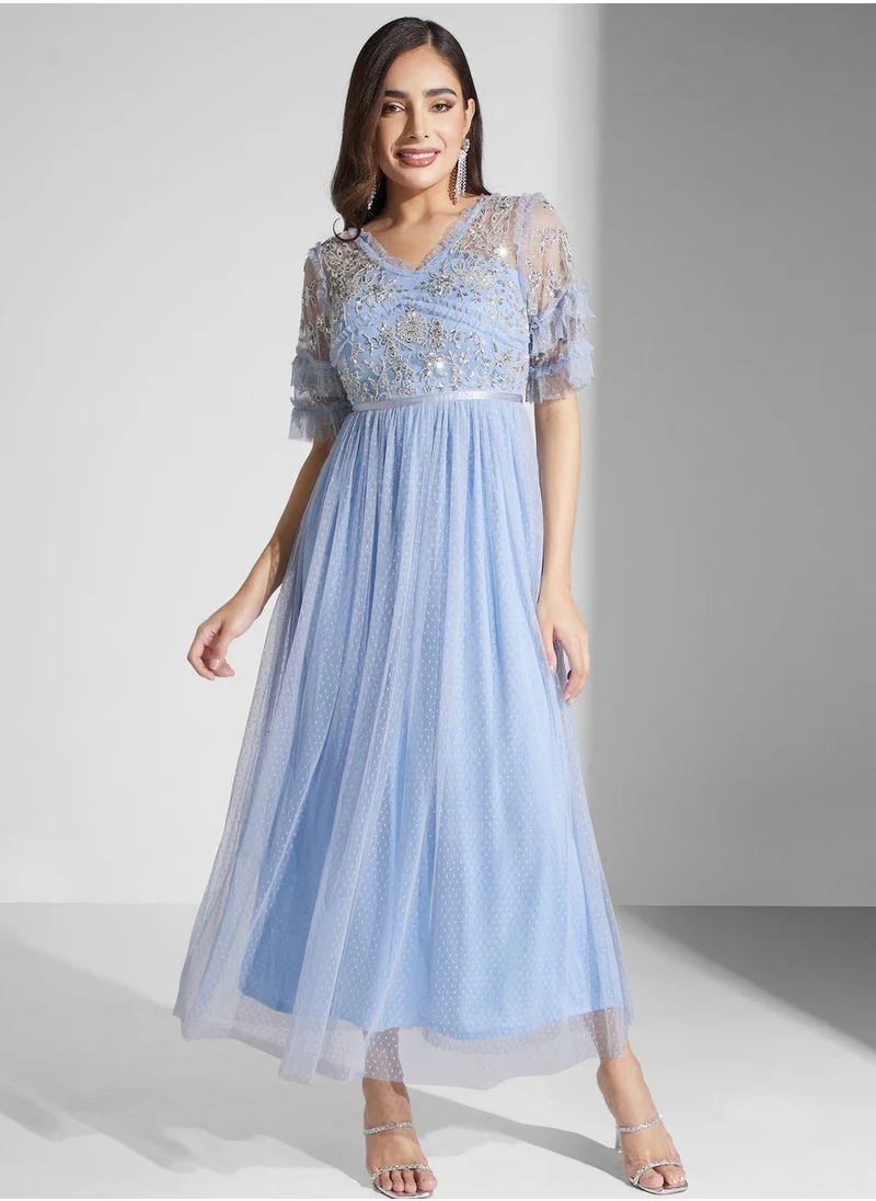 SINOIR Embellished Tiered Dress