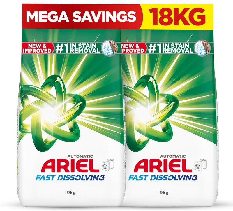 Ariel Detergent Powder, Pack Of 2 x 9kg Green - Image 1