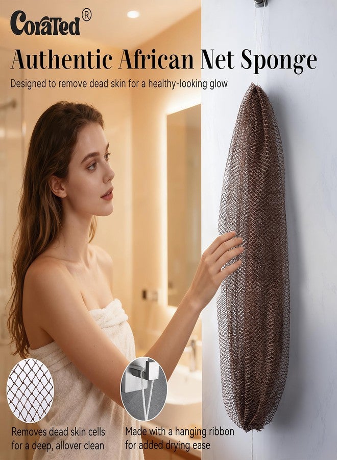 CORATED African Net Sponge Authentic, Shower Loofah Exfoliating Bath Sponge, Body Scrubber for Women and Men Daily Use Body Care, Travel Portable Bath Accessories Gifts for Women - Image 2