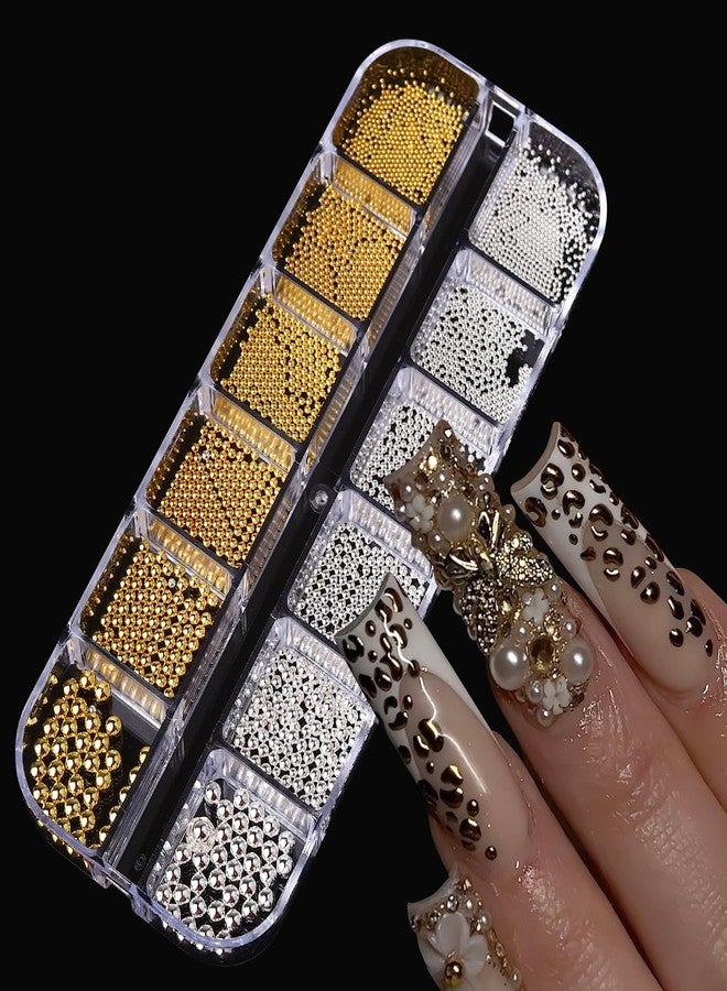 Jremg Bow Nail Charms Kit, Jremg 3D Nail Charms and Gems Flatback Mini Gold Silver Beads Nail Art Charms Multiple Style Blossom Flower Nail Supplies for Manicure Design Nail Decoration 2Boxes - Image 3