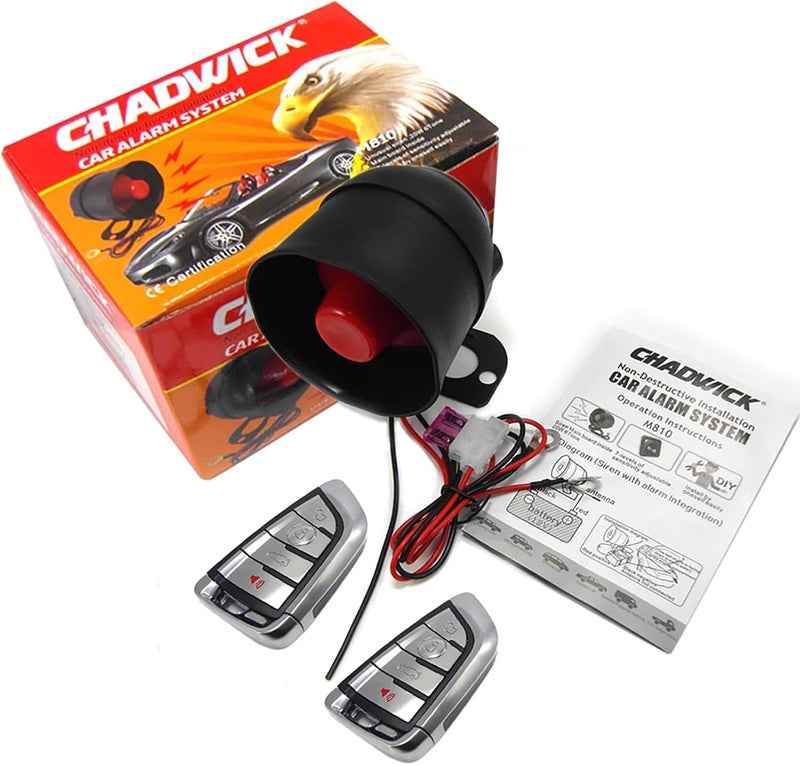 CHADWICK Car Horn Siren Alarm,Universal Car Alarm Security Protection System with 2 Remote Controls,7-Level Sensitivity,12v,Anti-Theft Device,No Thread Trimmin,Non-Destructive Installation (CW-8131) - Image 1