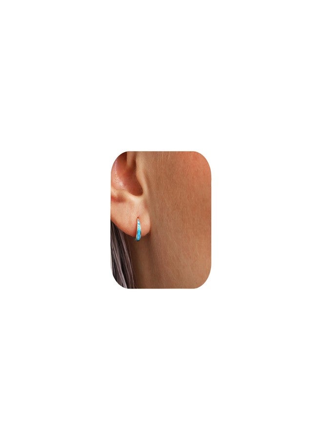 Jacruces Silver Earrings for Women Trendy small gold hoop earrings Opal Earrings 14k Gold Plated Huggie Hoop earrings Silver Earrings Silver Chunky Gold Jewelry Opal Jewelry Women - Image 2