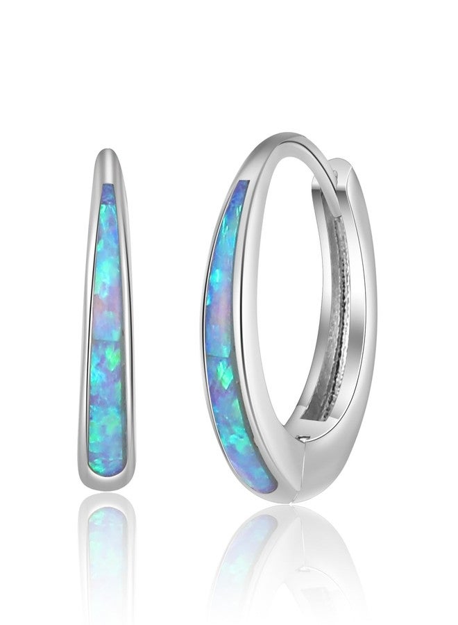 Jacruces Silver Earrings for Women Trendy small gold hoop earrings Opal Earrings 14k Gold Plated Huggie Hoop earrings Silver Earrings Silver Chunky Gold Jewelry Opal Jewelry Women - Image 1