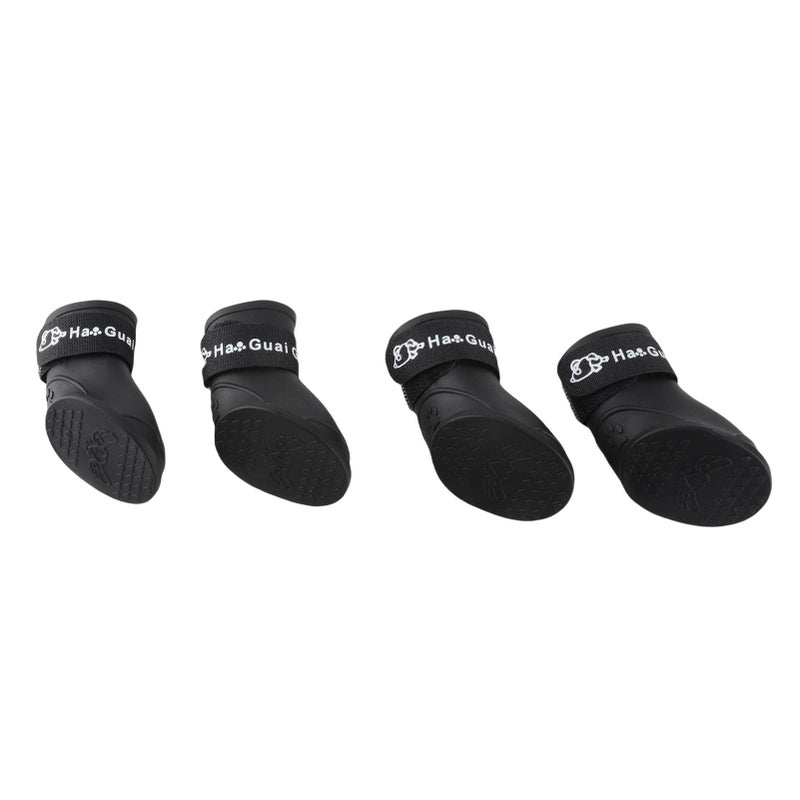 Yctze 4pcs Silicone Protective Dog Boots, Antislip Snow Shoes for Small Dogs, Ideal for French, Cute Pet Rain Wellies (L Black) - Image 4