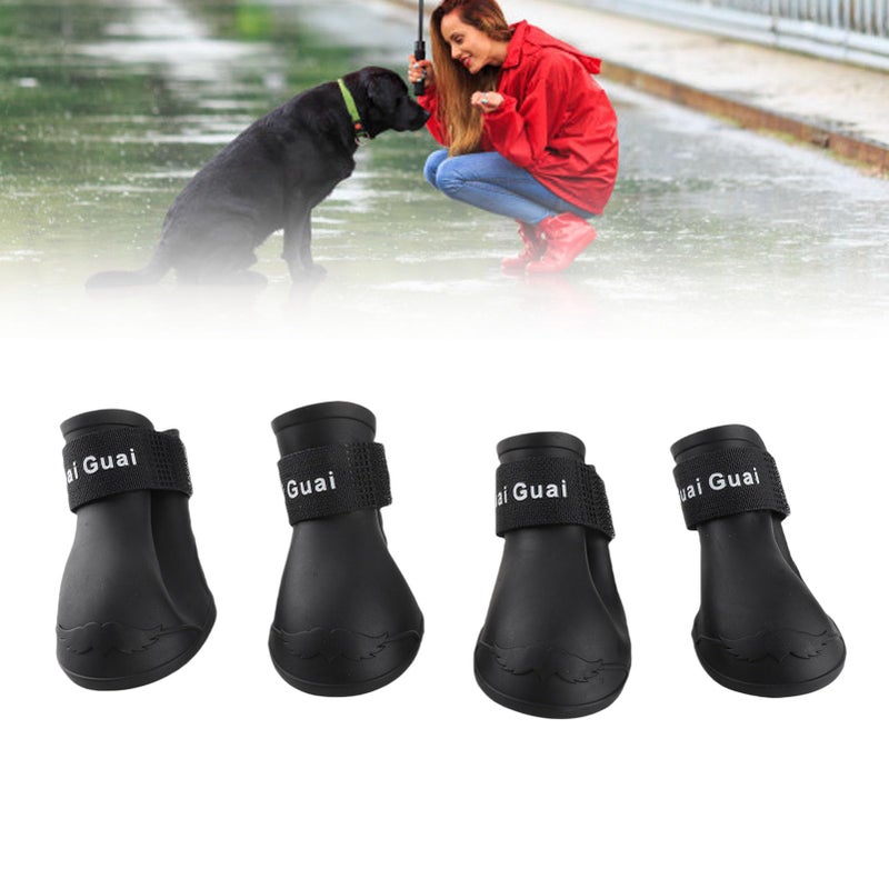 Yctze 4pcs Silicone Protective Dog Boots, Antislip Snow Shoes for Small Dogs, Ideal for French, Cute Pet Rain Wellies (L Black) - Image 2