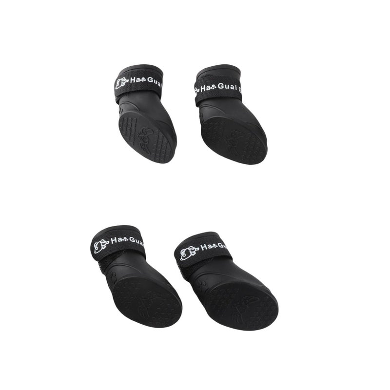 Yctze 4pcs Silicone Protective Dog Boots, Antislip Snow Shoes for Small Dogs, Ideal for French, Cute Pet Rain Wellies (L Black) - Image 5