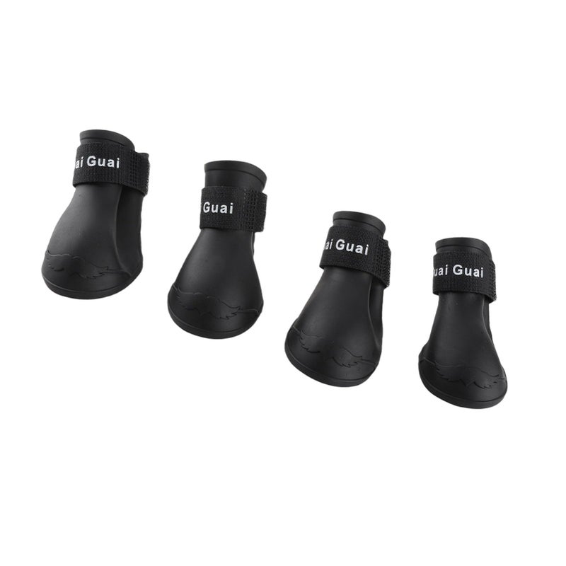 Yctze 4pcs Silicone Protective Dog Boots, Antislip Snow Shoes for Small Dogs, Ideal for French, Cute Pet Rain Wellies (L Black) - Image 1