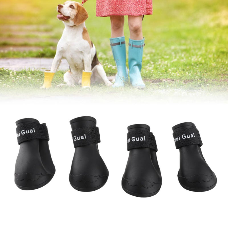 Yctze 4pcs Silicone Protective Dog Boots, Antislip Snow Shoes for Small Dogs, Ideal for French, Cute Pet Rain Wellies (L Black) - Image 3