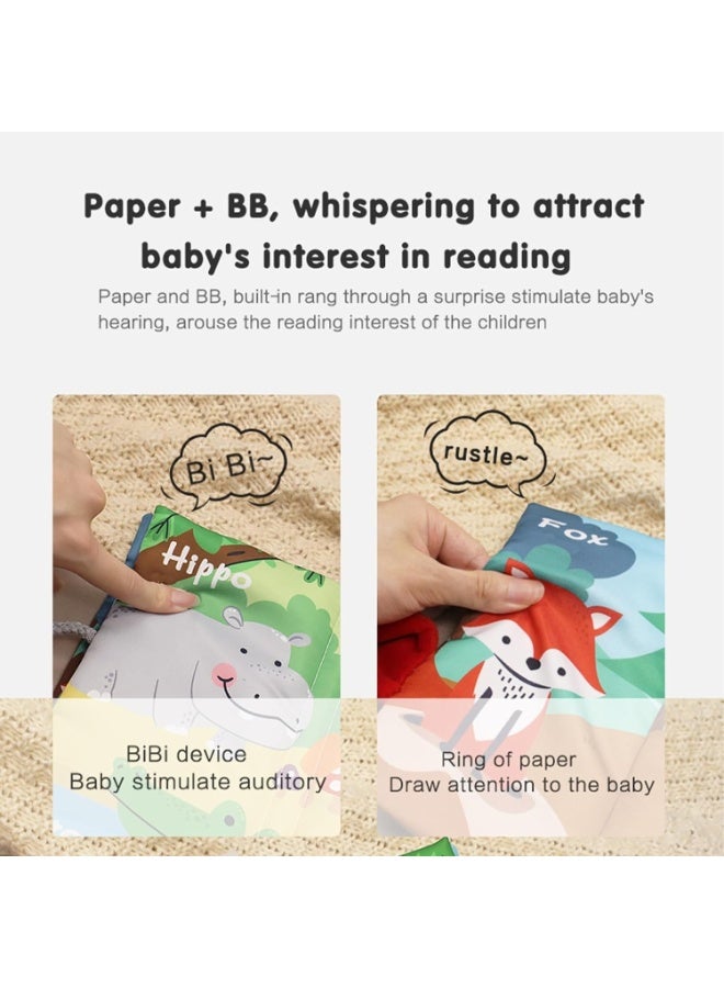 Baby Early Education Interactive Crinkle Cloth Book, 1 Count 3D Cartoon Animal Design Sensory Toys for Infants & Children, Interactive Educational Toys, Gifts for Kids, Learning Tools, Preschool Busy Book - Image 5