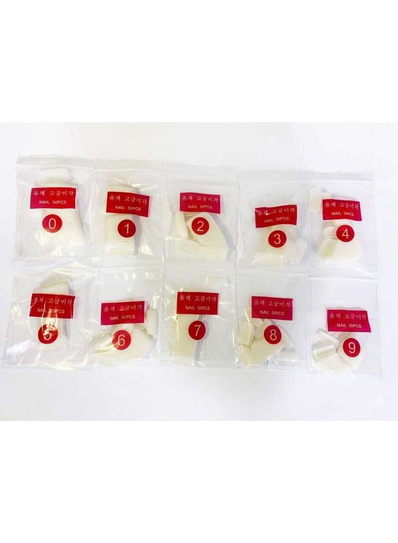 طقم أظافر  مكون من 500 قطعة شفاف أبيض - Image 2