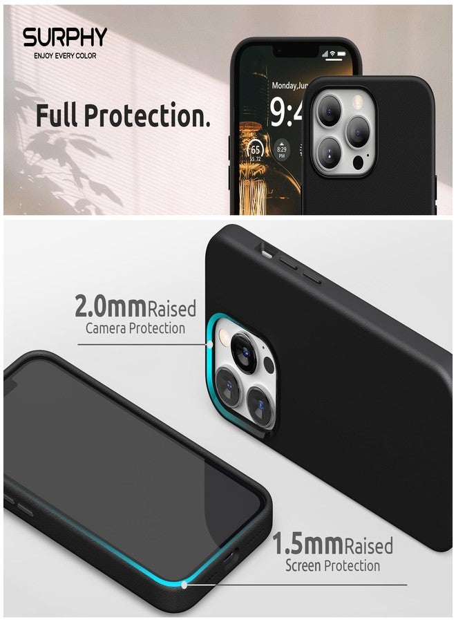 جراب SURPHY متوافق مع iPhone 13 Pro Max، جراب هاتف فاخر من الجلد الصناعي (بأزرار معدنية وبطانة من الألياف الدقيقة) لهاتف 13 Pro Max (6.7 بوصة 2021)، أسود - Image 4