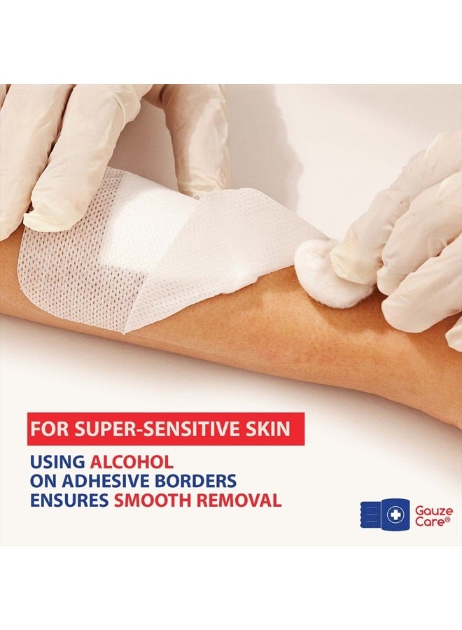 Gauze Care ضمادات جزيرة غاز 4x4 بوصة 28 قطعة | أكياس معقمة مغلفة بشكل فردي | وسادة غير لاصقة 2x2 في المنتصف مع حدود لاصقة أكريليكية | وسادات لاصقة مقاومة للماء للعناية بالجروح والضمادات - Image 4