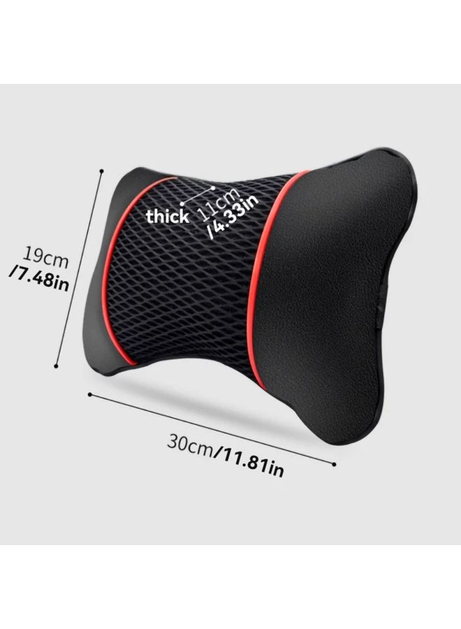 Beige Car Lumbar Cushion With Posture Correction Breathable Adjustable Strap For Headrest - Image 2