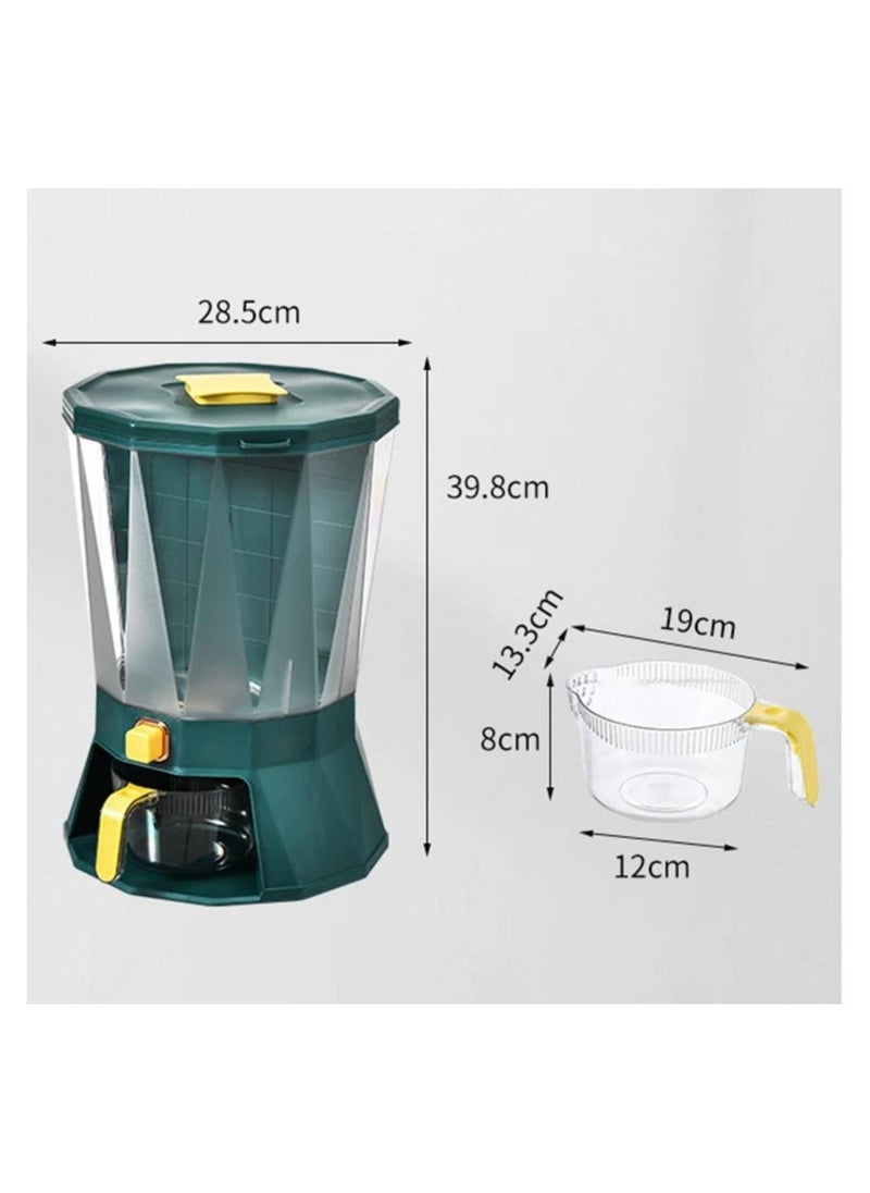 Rotating Rack with Shelves and Dispense Cup for Food Grain Storage