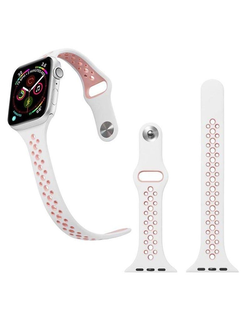 Apple Watch Strap, Apple Watch band for Apple Watch  42/44/45/49 mm - white with pink - Image 2