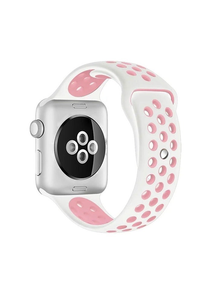 Apple Watch Strap, Apple Watch band for Apple Watch  42/44/45/49 mm - white with pink - Image 1