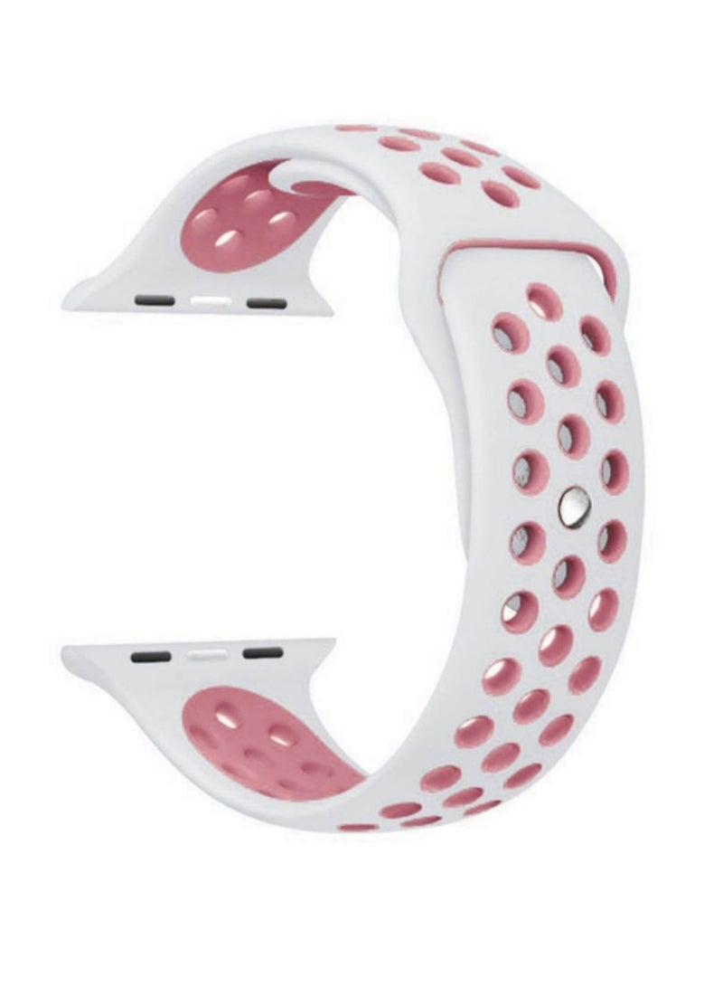 Apple Watch Strap, Apple Watch band for Apple Watch  42/44/45/49 mm - white with pink - Image 3