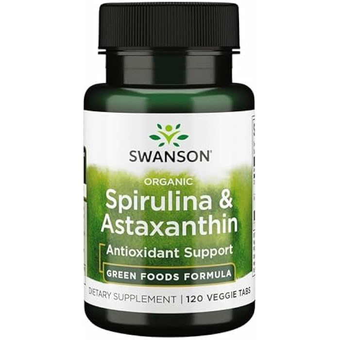 Swanson Organic Spirulina & Astaxanthin 120 Veg Tabs - Image 1