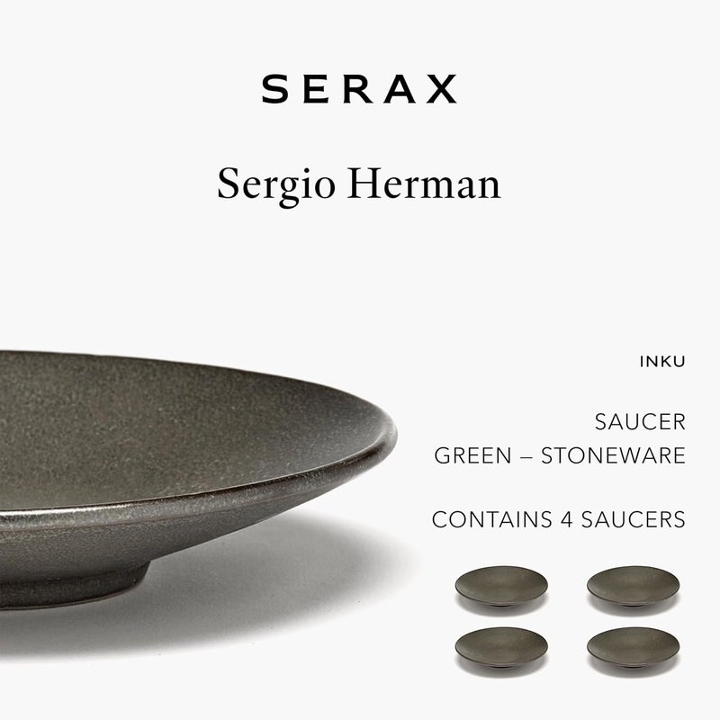 Serax Saucers  Inku Tableware van Sergio Herman  Coffee Cup Coasters Set of 4 in Green  Kitchen Essentials for Home Decor and Coffee Bar  Cappuccino Cups Espresso Cups and Tea Mugs  - Image 3
