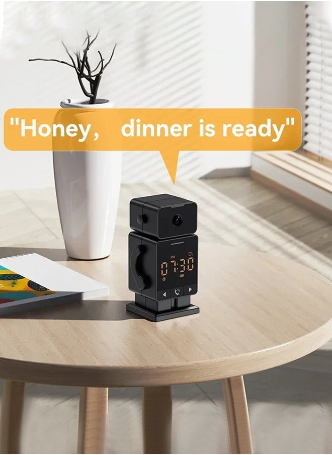 8MP WiFi Mini Cam Clock Camera Bidirectional Audio Indoor, with 128G Card, Baby Monitoring Camera Remote Viewing Wireless Security Cam Tuya App