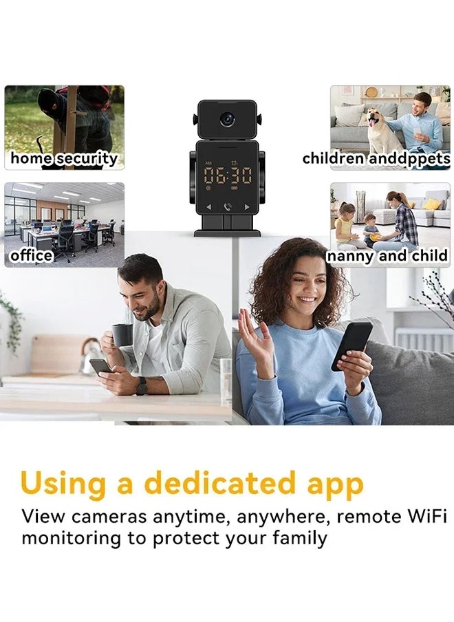 8MP WiFi Mini Cam Clock Camera Bidirectional Audio Indoor, with 128G Card, Baby Monitoring Camera Remote Viewing Wireless Security Cam Tuya App