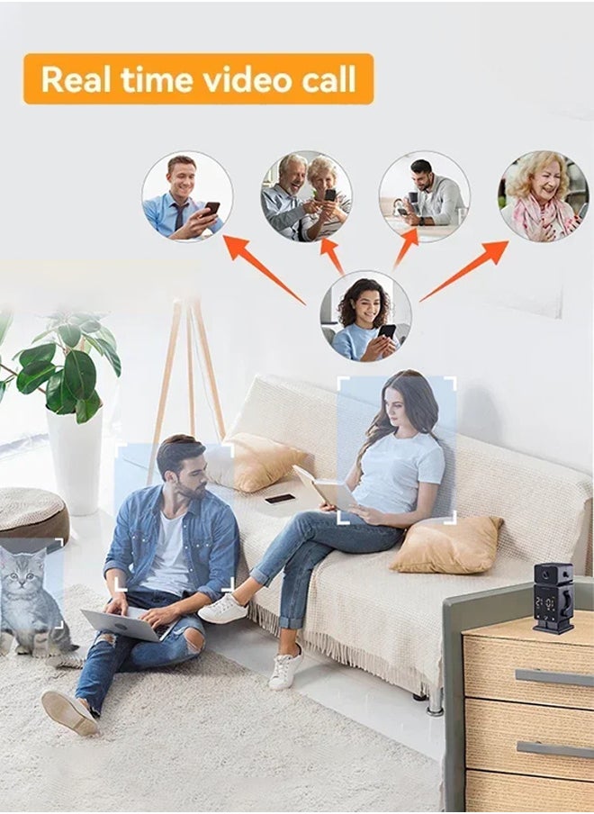 8MP WiFi Mini Cam Clock Camera Bidirectional Audio Indoor, with 128G Card, Baby Monitoring Camera Remote Viewing Wireless Security Cam Tuya App