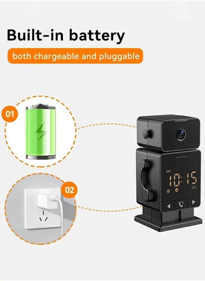 8MP WiFi Mini Cam Clock Camera Bidirectional Audio Indoor, with 128G Card, Baby Monitoring Camera Remote Viewing Wireless Security Cam Tuya App