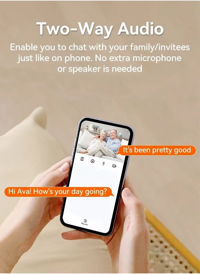 8MP WiFi Mini Cam Clock Camera Bidirectional Audio Indoor, with 128G Card, Baby Monitoring Camera Remote Viewing Wireless Security Cam Tuya App