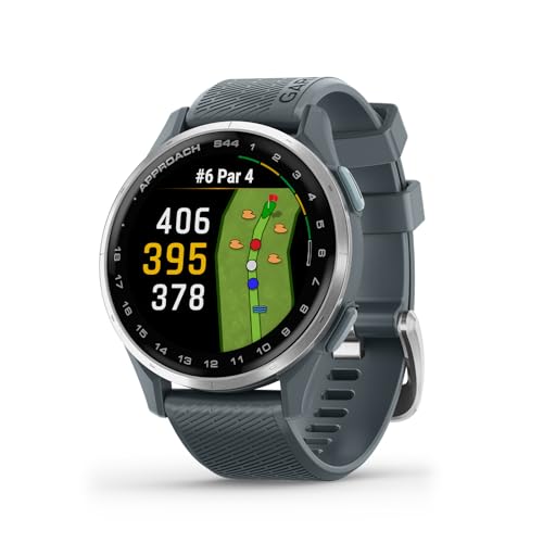 Garmin Approach® S44, Essential Golf GPS Smartwatch, AMOLED Display, On-Course Features, Silver Aluminum Bezel with Twilight Silicone Band - Image 1