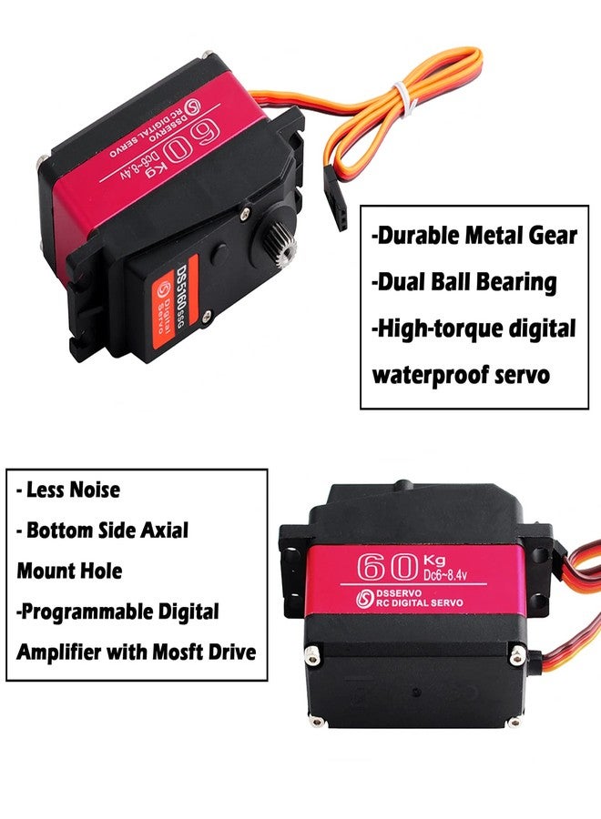 Wishiot 2pcs DS5160SSG 60kg Digital Servo Metal Gear Large Torque High Speed Robotics Waterproof RC Car Servo 270 Degree with 18T Aluminum Servo Arm - Image 2