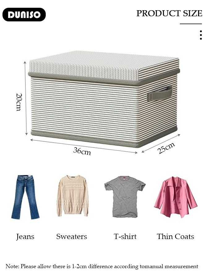 DUNISO Foldable Closet Storage Organizer with lid,Wardrobe Clothes Organizer For Clothing, Sheets, Toys, Books,Washable Closet Storage Boxes with Carrying Handles Cube Stackable Storage Bin for Home Bedroom Office - Image 2