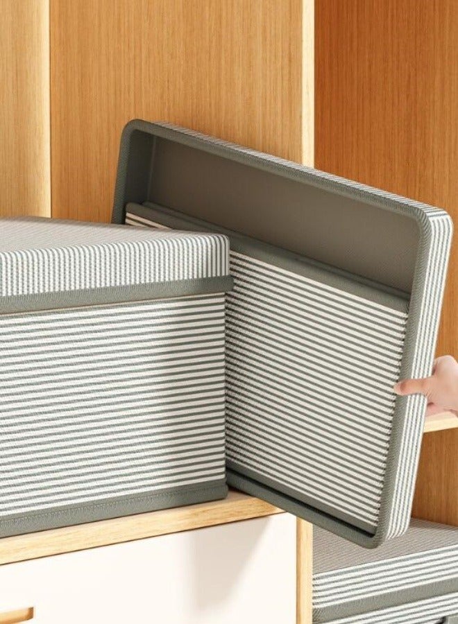 DUNISO Foldable Closet Storage Organizer with lid,Wardrobe Clothes Organizer For Clothing, Sheets, Toys, Books,Washable Closet Storage Boxes with Carrying Handles Cube Stackable Storage Bin for Home Bedroom Office - Image 3