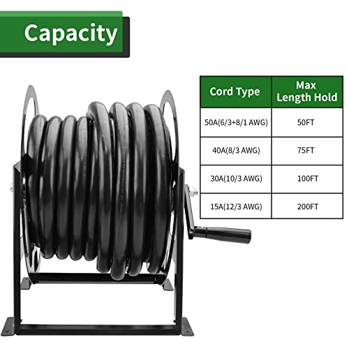 RVGUARD RV Power Cord Reel, Heavy Duty Power Cord Storage Reel, Holds Up to 50 Feet of 50A (6/3+1/8 AWG) Heavy Duty Power Cord - Image 3