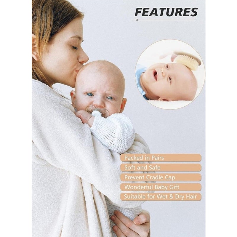 Baby Hair Bush and Comb Set -Nature Lotus Wood with Soft Goat Bristle and Pear Wood Comb for Newborns and Toddlers, Ideal for Cradle Cap - Image 2