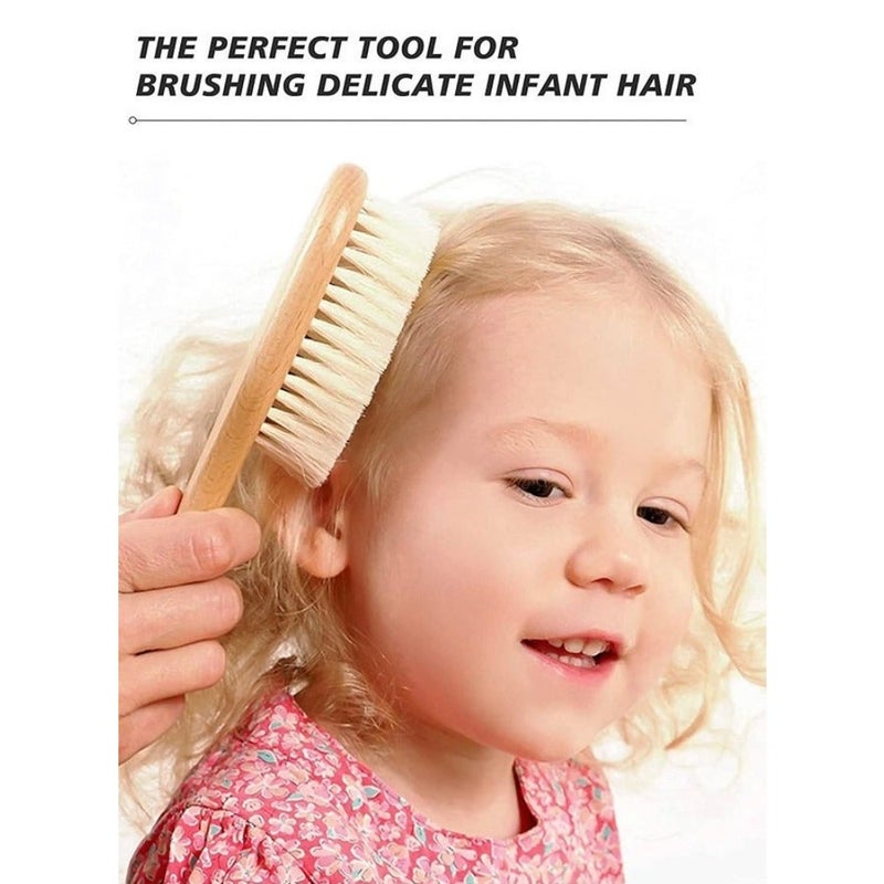 Baby Hair Bush and Comb Set -Nature Lotus Wood with Soft Goat Bristle and Pear Wood Comb for Newborns and Toddlers, Ideal for Cradle Cap - Image 5