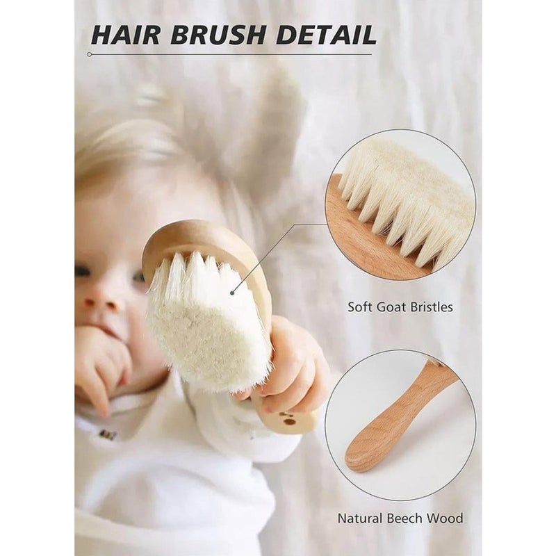 Baby Hair Bush and Comb Set -Nature Lotus Wood with Soft Goat Bristle and Pear Wood Comb for Newborns and Toddlers, Ideal for Cradle Cap - Image 3