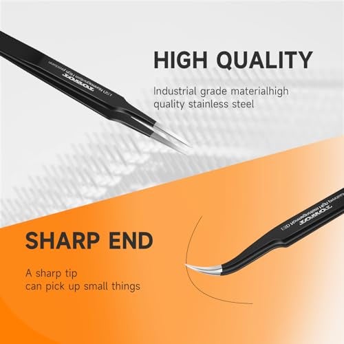 TOWOT Precision Tweezers, Upgraded Anti-Static Stainless Steel for Electronics, Craft, Soldering, and Experimental Work, Jewelry Making Curved Tweezers - Image 3