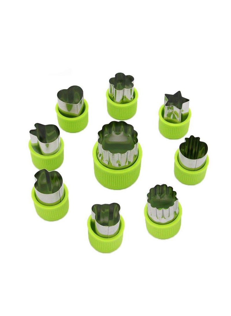 Sweet seven Fun and Versatile 9-Piece Vegetable Cutter Shapes Set for Kids Baking and Food Crafting, Includes Mini Pie, Fruit, and Cookie Stamps Mold in Green - Kitchen Accessories for Creative - Image 1
