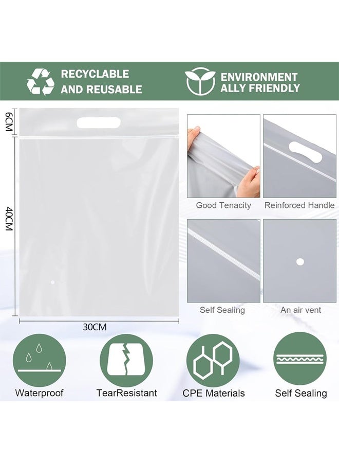 DUNISO 30pcs Frosted Clothing Transport Packaging Bags, Resealable Zipper Garment Bags with Handles and Ventilation Holes, Durable and Dustproof, Space Saving Packaging Bags for Underwear, Towels, Shoes, Clothes, Cosmetics, Toiletries, 30*40cm - Image 4