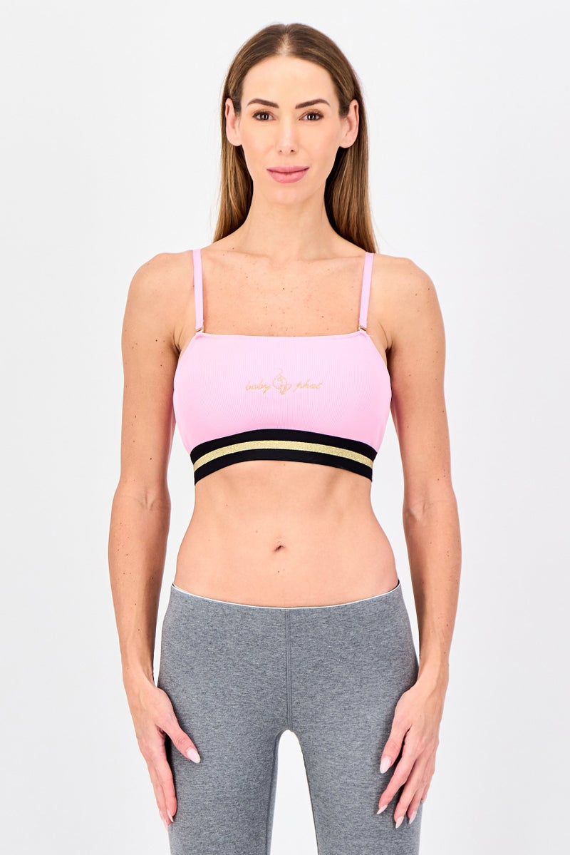 PUMA Baby Fat x Puma Women Non Padded Embroidered Outdoor Bra, Pink - Image 1