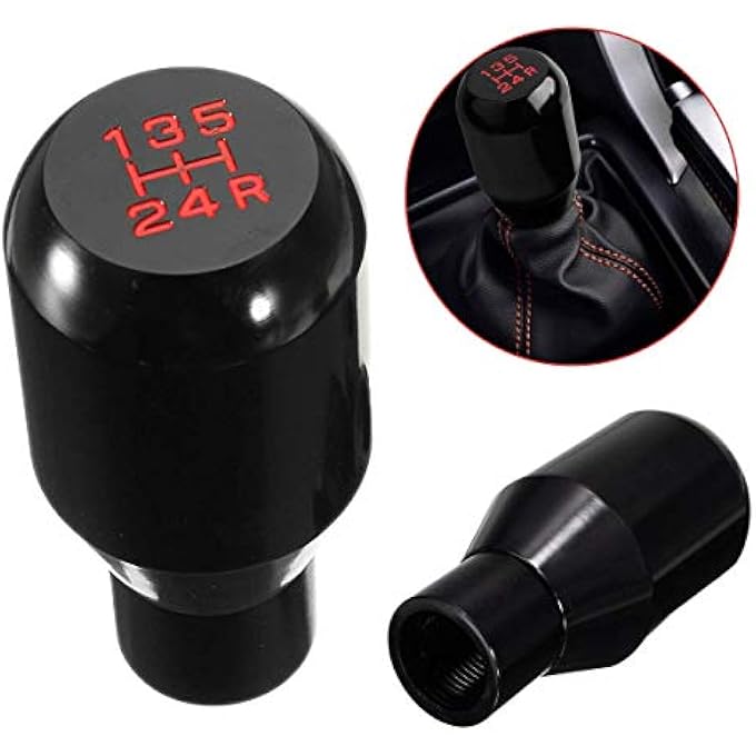 rayihni Shifter Adapter Universal 5 Speed Manual Metal Chrome Gear Shift Knob Lever Stick Pen Handle Head Car Styling Accessories Racing Style Black - Image 1