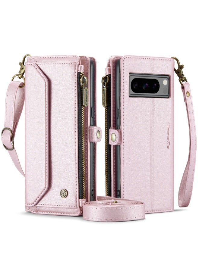 general Wallet Style Phone Case Compatible Pixel 10/10 Pro RFID Blocking 10 Card Holder Soft PU Leather Magnetic Snap Closure Shoulder Strap Zipper Pocket Phone Case for Pixel 10/10 Pro - Image 1