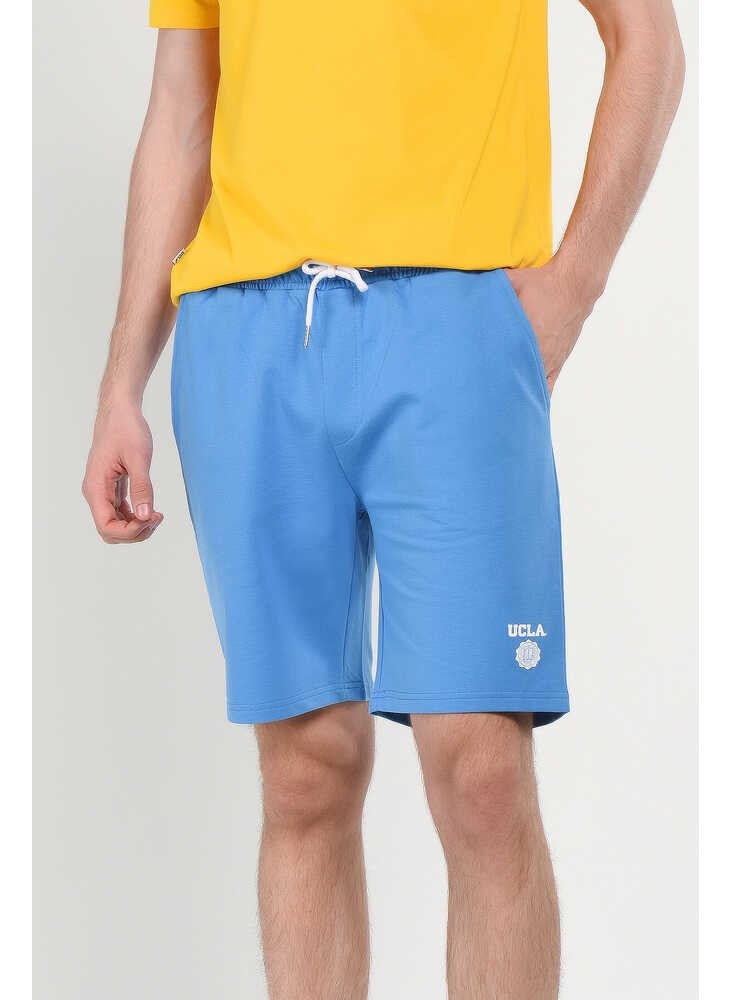 UCLA Fowler Blue Printed Men's Knitted Shorts  - Image 3