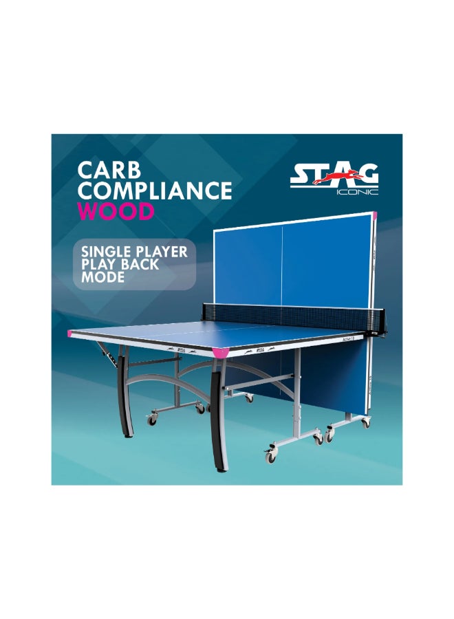 ستاج ستاغ طاولة تنس الطاولة قابلة للطي بسطح علوي أملس مضاد للتوهج وعجلات قابلة للقفل أزرق وأبيض 76 x 152 x 274 سم SG-ACT19 - Image 3