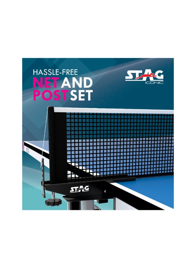 ستاج ستاغ طاولة تنس الطاولة قابلة للطي بسطح علوي أملس مضاد للتوهج وعجلات قابلة للقفل أزرق وأبيض 76 x 152 x 274 سم SG-ACT19 - Image 4